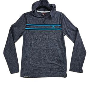 Tony Hawk Long-Sleeve Hooded Shirt Gray With Blue Stripes Boys Size XL